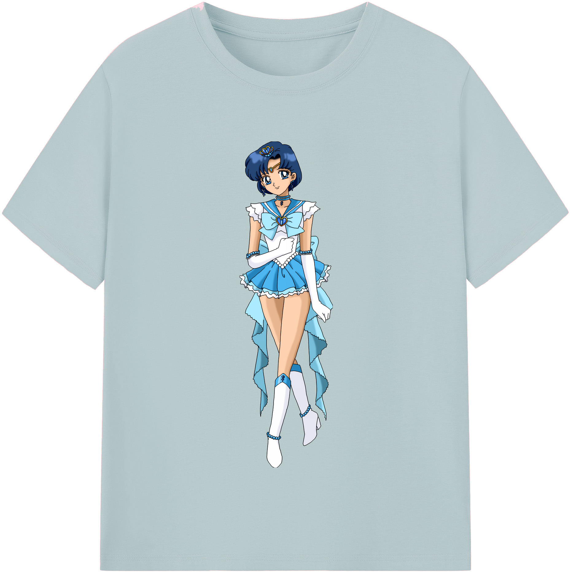 （画像用） 美少女戦士セーラームーン 水野 亜美 みずの あみ Sailor Moon Mizuno Ami 綿100％半袖Tシャツ（フロントプリント）
